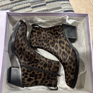 Steve Madden Cow Fur Leopard Print Ankle Boots